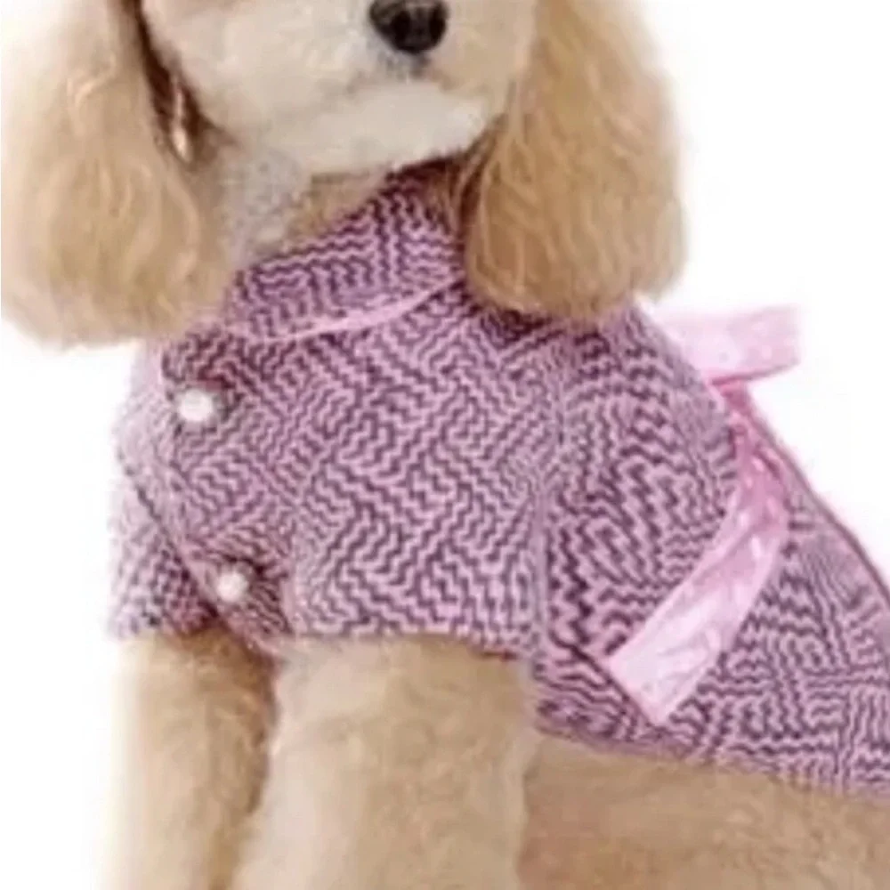 Chic Pink Dog Sweater with Bow DOGO coat couture S